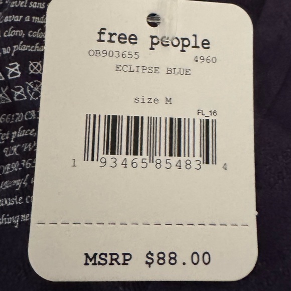 FREE PEOPLE Medium Movement Eclipse Gone Adrift Blue Long Sleeve - Picture 6 of 7